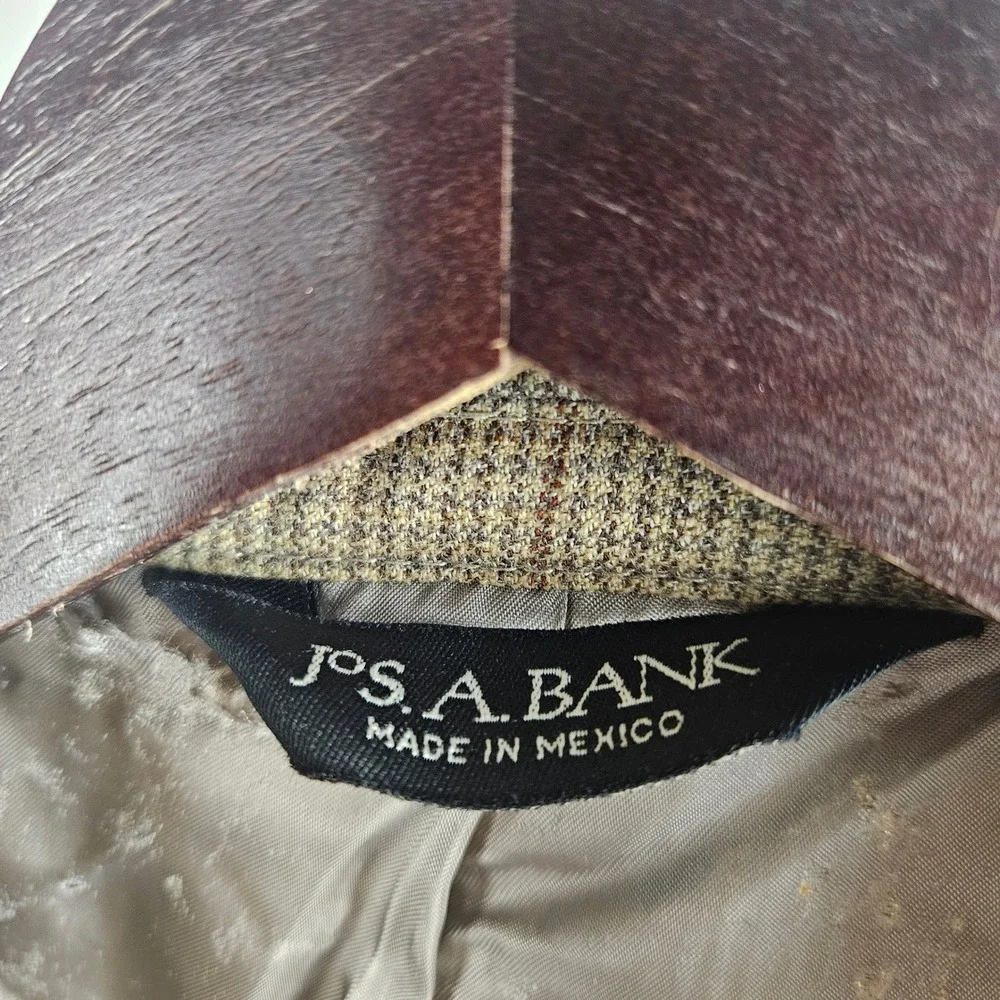Jos. A. Bank Signature Collection Gordon Blazer 39R‎ Tan Wool Houndstooth Coat
